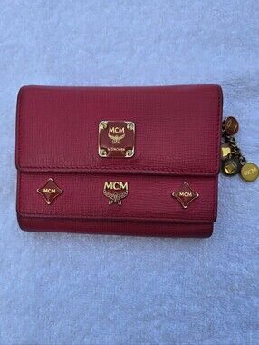 MCM Hot Pink Compact Wallet With Charms